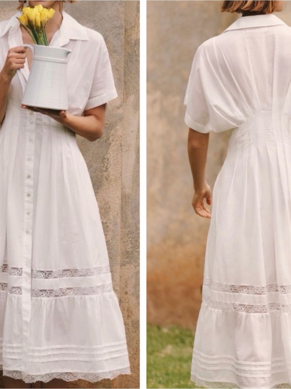 Anthropologie The Tobie Lace Trim Maxi Shirt Dress by Exquise, Size XS